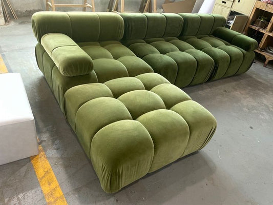 Softy Puff L-Shap Sofa set for Livingroom Office (Beige, Right L shape in cm: 70H x 103D x 170D x300W)