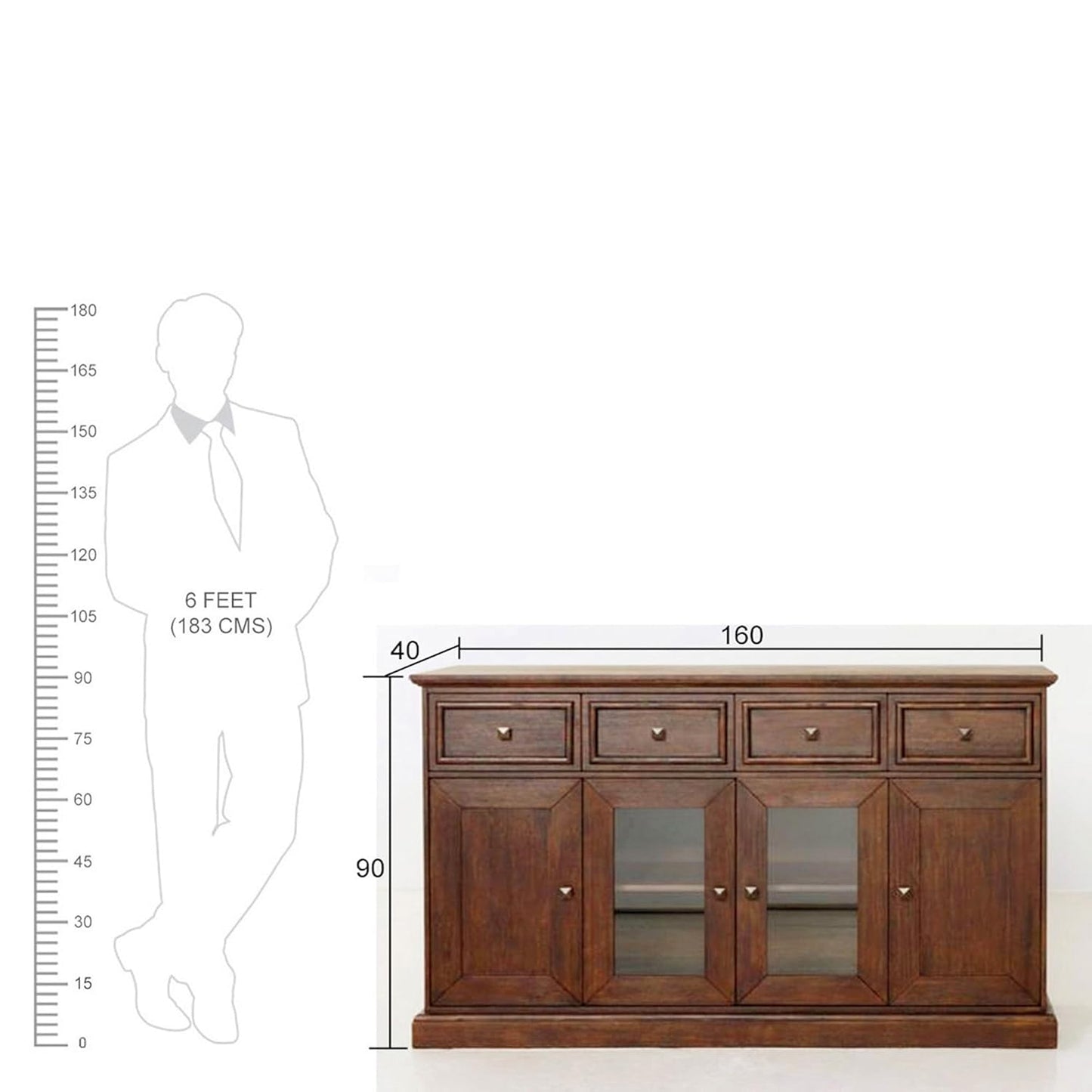 Barban Sheesham Wood Console Sideboard Cabinet