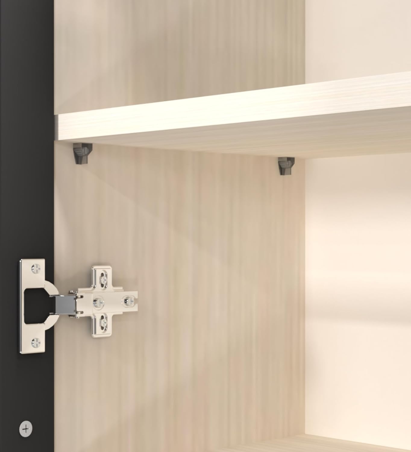 Aluminium Black 6 Door Brown Tinted Glass Handless shutter, Organizer Shelf Engineered Wood Crockery Cabinet (Finish Color - Highland Pine Brown Tinted Natural Partial Transparent