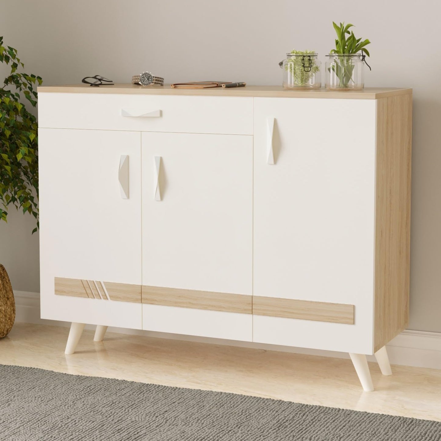 Sesha Shoe Rack & Console Multipurpose Engineered wood Rack