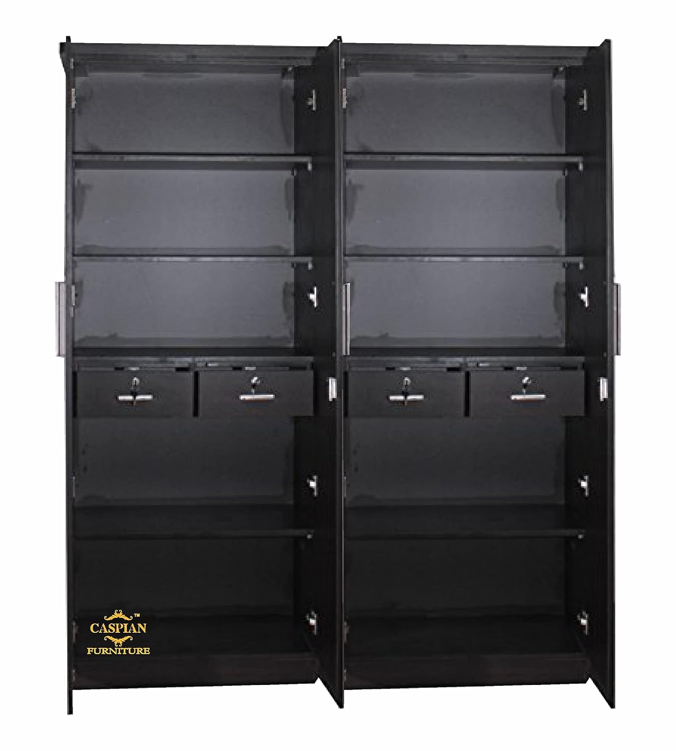 Modern Gold Touch Particle Wood 4 Door Almirah (Engineering Wood Wardrobe )