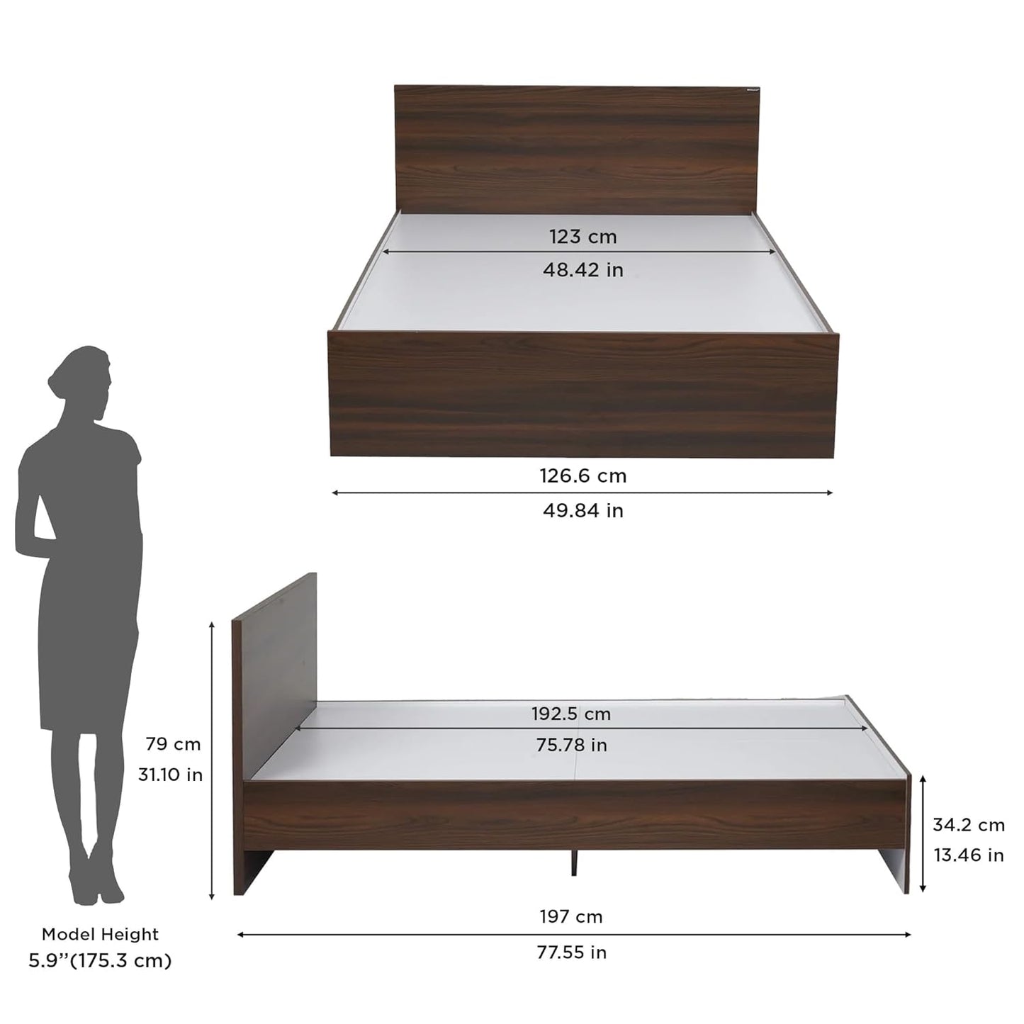 Ariana Without Storage Bed Queen Size Bed Engineering Wood