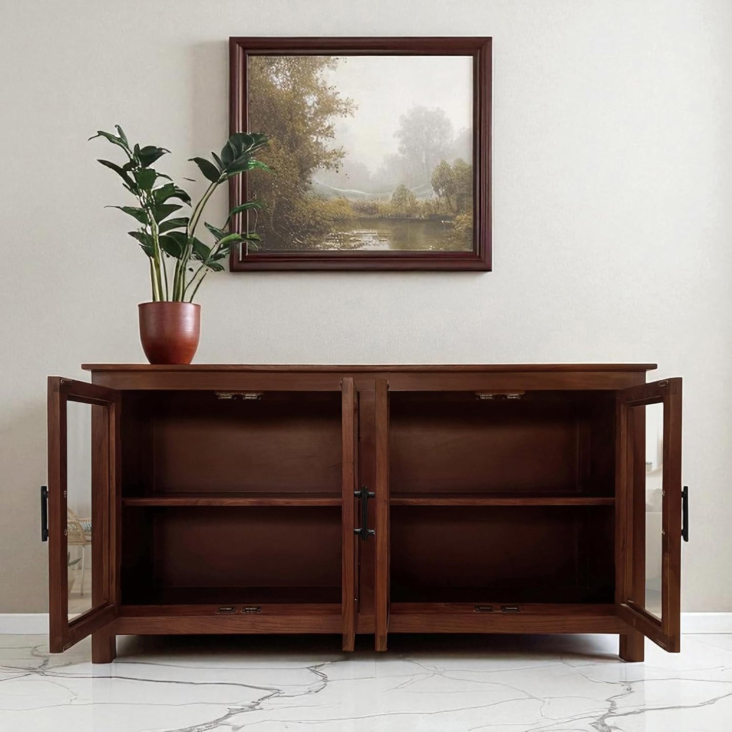 Carbo Sheesham Wood Console Sideboard Cabinet
