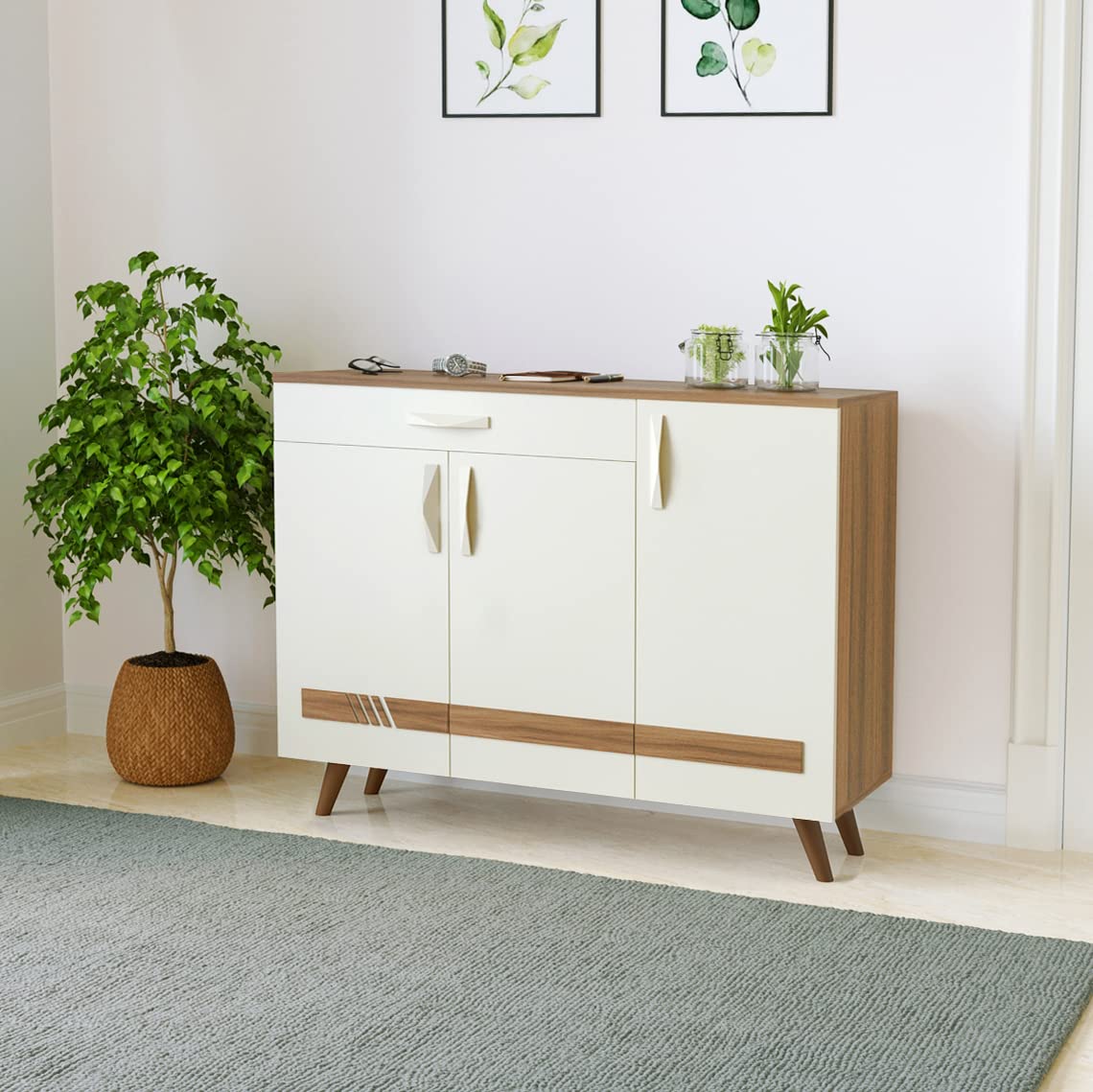 Sesha Shoe Rack & Console Multipurpose Engineered wood Rack