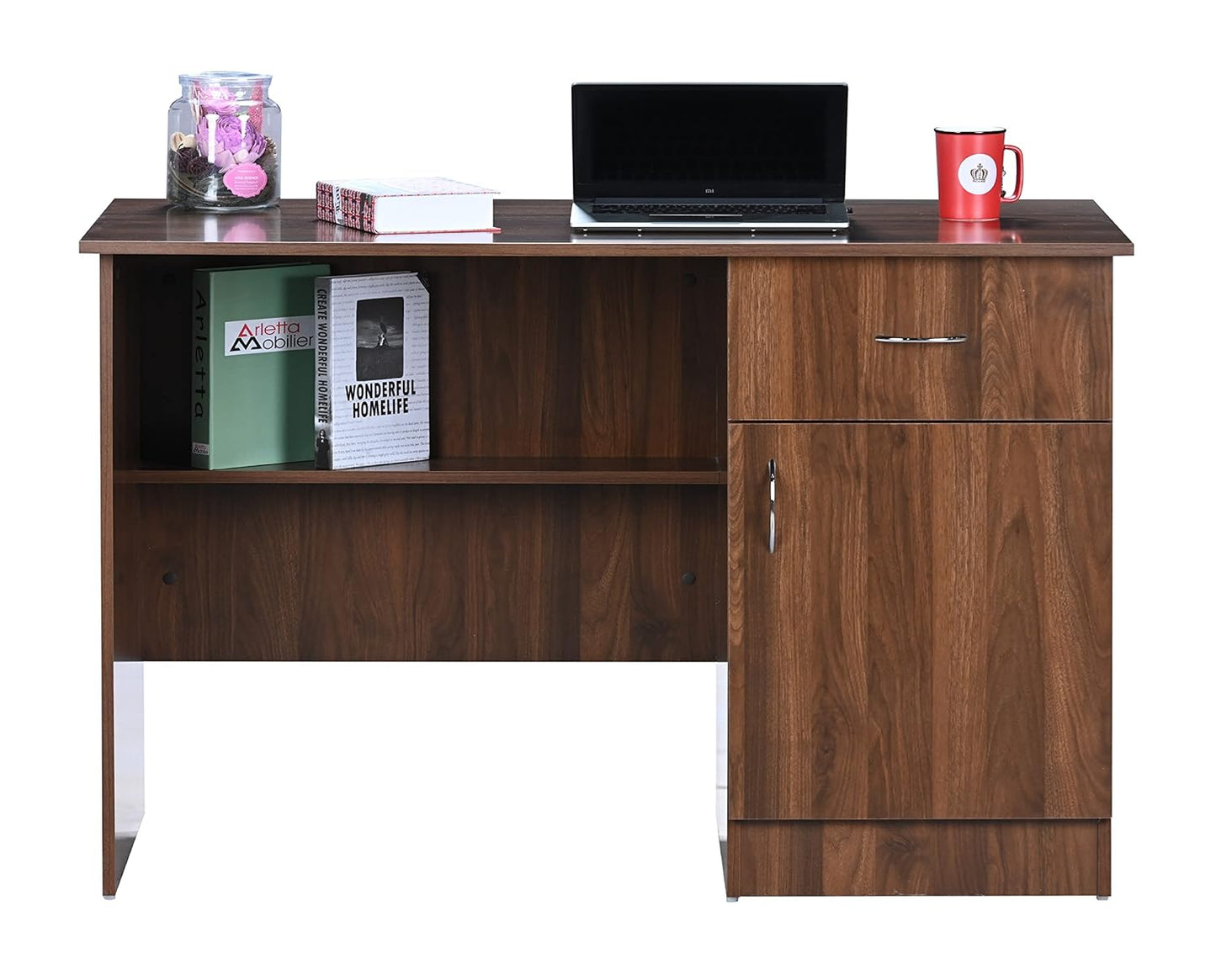 DeckUp Hermes Engineered Wood Study & Computer Table and Office Desk (White, Matte Finish)