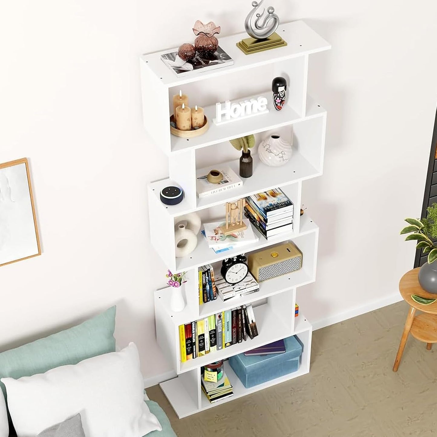 6-Layer S-Shaped Ladder Book shelf Engineered Wood Open Crockery Rack