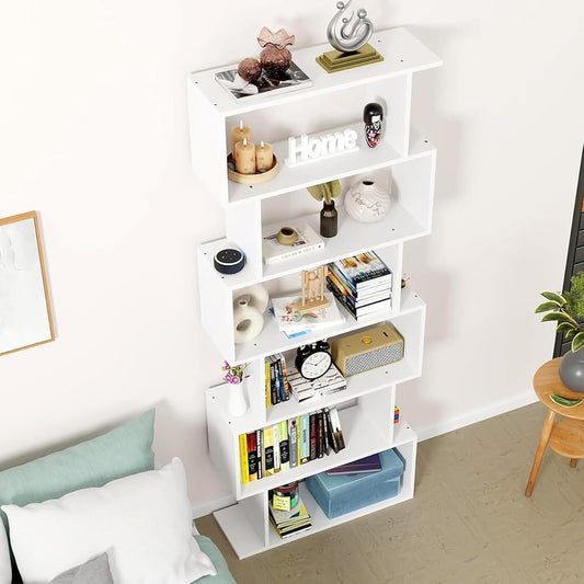 6-Layer S-Shaped Ladder Book shelf  Engineered Wood Open Crockery Rack