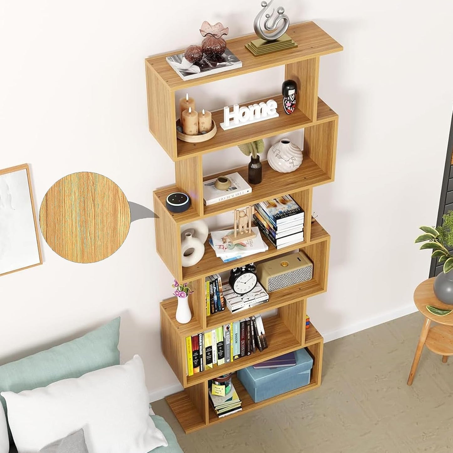 6-Layer S-Shaped Ladder Book shelf Engineered Wood Open Crockery Rack