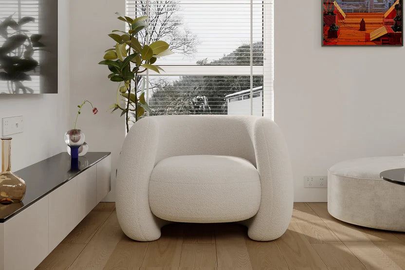 The Dori Boucle Curved Lounge Chair