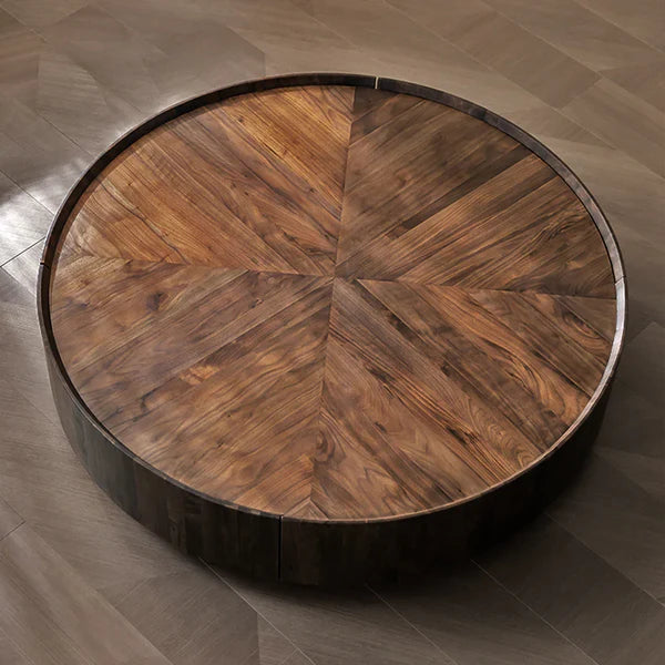 Modern Round Coffee Table With Walnut Veneer