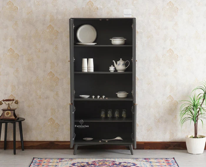 Solid Wood Kitchen Crockery Cabinet Two Door Two Drawers