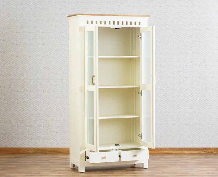 Solid Wood Kitchen Crockery Cabinet Two Door Two Drawers