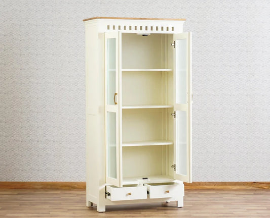 Solid Wood Kitchen Crockery Cabinet Two Door Two Drawers