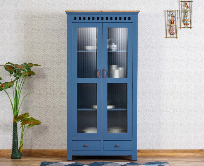 Solid Wood Kitchen Crockery Cabinet Two Door Two Drawers