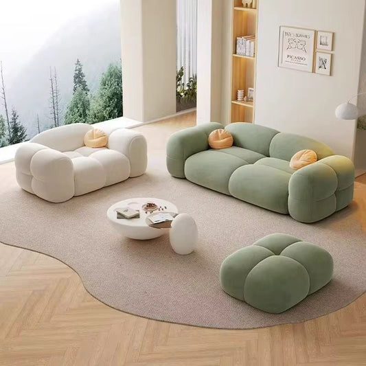 Modern Velvet Bubble Puff Cloud Sofa, Tufted Design Upholstered Sofa for Living Room, Bedroom,