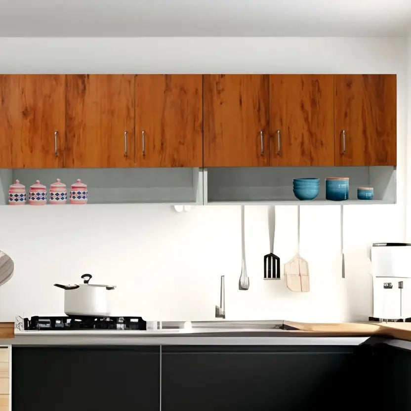 Modular kitchen PANELS 6 Doors Modular Wall Cabinet with Termite resistance & French cleat Engineered Wood Kitchen Cabinet  (Finish Color - White, Pre-assembled)