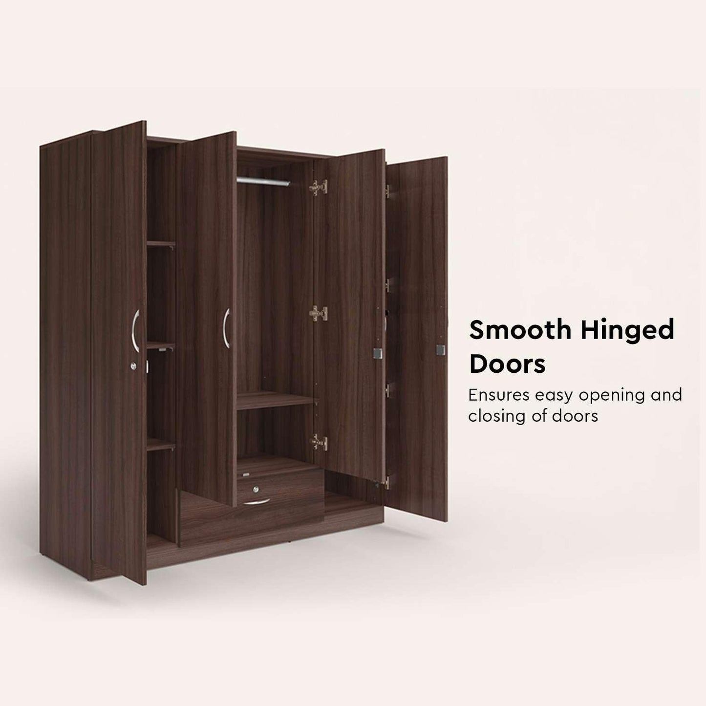 Modern Gold Touch Particle Wood 4 Door Almirah (Engineering Wood Wardrobe )