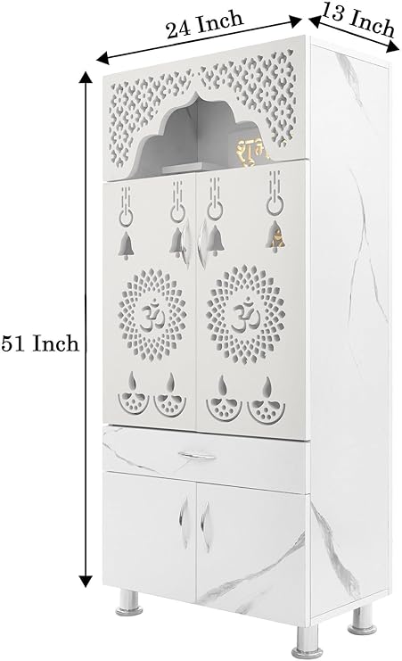 SUHANA Pooja Mandir for Home with Led Light Engineered Wood Home Temple (Height: 130, Pre-Assembled)