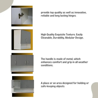 Modular kitchen PANELS 6 Doors Modular Wall Cabinet with Termite resistance & French cleat Engineered Wood Kitchen Cabinet  (Finish Color - White, Pre-assembled)