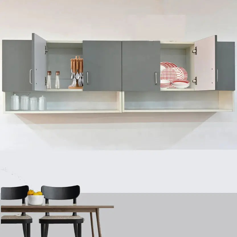 Modular kitchen PANELS 6 Doors Modular Wall Cabinet with Termite resistance & French cleat Engineered Wood Kitchen Cabinet  (Finish Color - White, Pre-assembled)