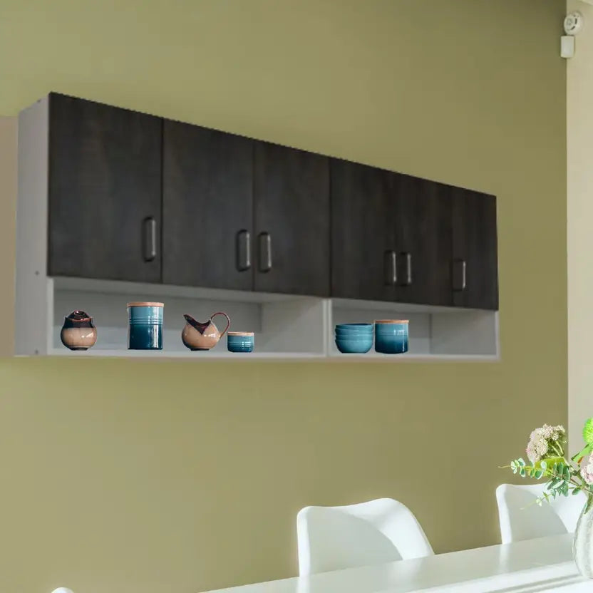 Modular kitchen PANELS 6 Doors Modular Wall Cabinet with Termite resistance & French cleat Engineered Wood Kitchen Cabinet  (Finish Color - White, Pre-assembled)