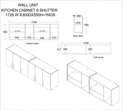 Modular kitchen PANELS 6 Doors Modular Wall Cabinet with Termite resistance & French cleat Engineered Wood Kitchen Cabinet  (Finish Color - White, Pre-assembled)
