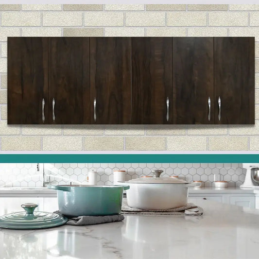 Modular kitchen PANELS 6 Doors Modular Wall Cabinet with Termite resistance & French cleat Engineered Wood Kitchen Cabinet  (Finish Color - White, Pre-assembled)