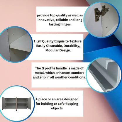 Modular kitchen PANELS 4 Doors Modular Wall Cabinet with Termite resistance & French cleat Engineered Wood Kitchen Cabinet  (Finish Color - White, Pre-assembled)