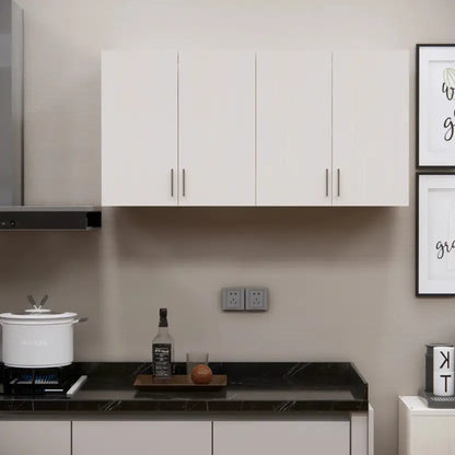 Modular kitchen PANELS 4 Doors Modular Wall Cabinet with Termite resistance & French cleat Engineered Wood Kitchen Cabinet  (Finish Color - White, Pre-assembled)