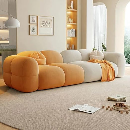 Modern Velvet Bubble Puff Cloud Sofa, Tufted Design Upholstered Sofa for Living Room, Bedroom,