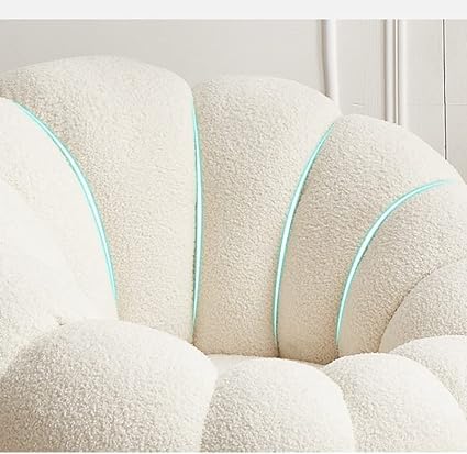 Cozy Pumpkin Style Wooden Sofa, Contemporary Modern & Cozy Accent Chair for Living Room (Beige, 1 Seater Chair with Ottoman