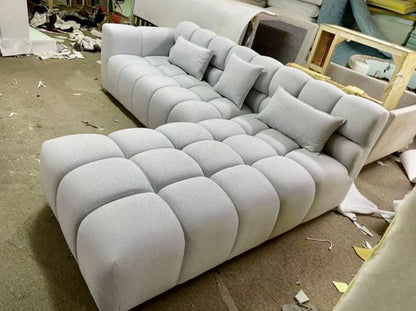 Softy Puff L-Shap Sofa set for Livingroom Office (Beige, Right L shape in cm: 70H x 103D x 170D x300W)