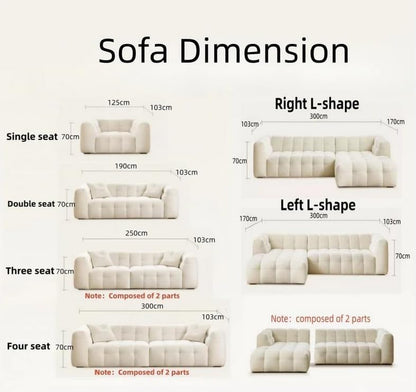 Softy Puff L-Shap Sofa set for Livingroom Office (Beige, Right L shape in cm: 70H x 103D x 170D x300W)
