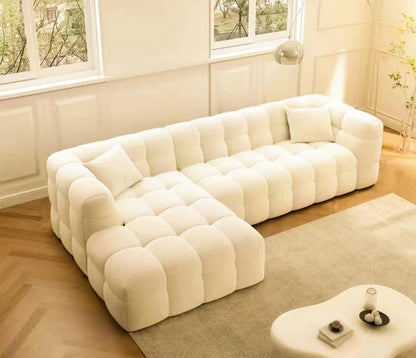 Softy Puff L-Shap Sofa set for Livingroom Office (Beige, Right L shape in cm: 70H x 103D x 170D x300W)