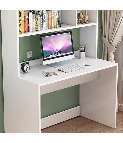 Multi-Purpose Computer Desk with Bookshelf  Engineered Wood  Study Table (90x45x169 cm)