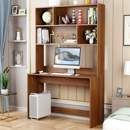 Multi-Purpose Computer Desk with Bookshelf  Engineered Wood  Study Table (90x45x169 cm)