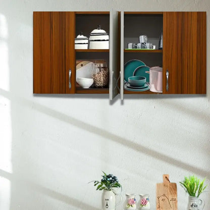 Modular kitchen PANELS 4 Doors Modular Wall Cabinet with Termite resistance & French cleat Engineered Wood Kitchen Cabinet  (Finish Color - White, Pre-assembled)