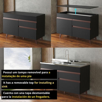 Kitchen cabinet Storage Stylish Look Black, Brown