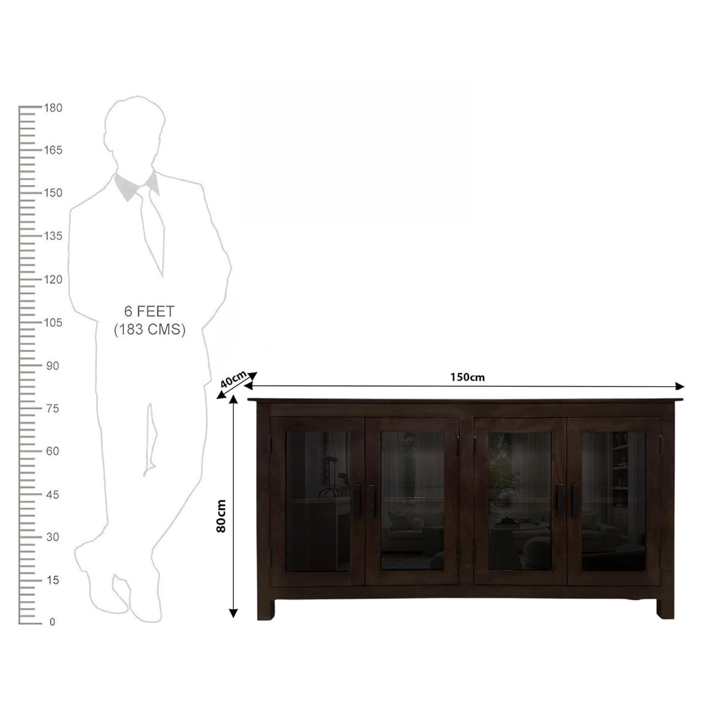 Carbo Sheesham Wood Console Sideboard Cabinet