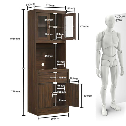 Engineered Wood Kitchen Cabinet Rack, Microwave Stand, Crockery Storage Cabinet Unit for Kitchen