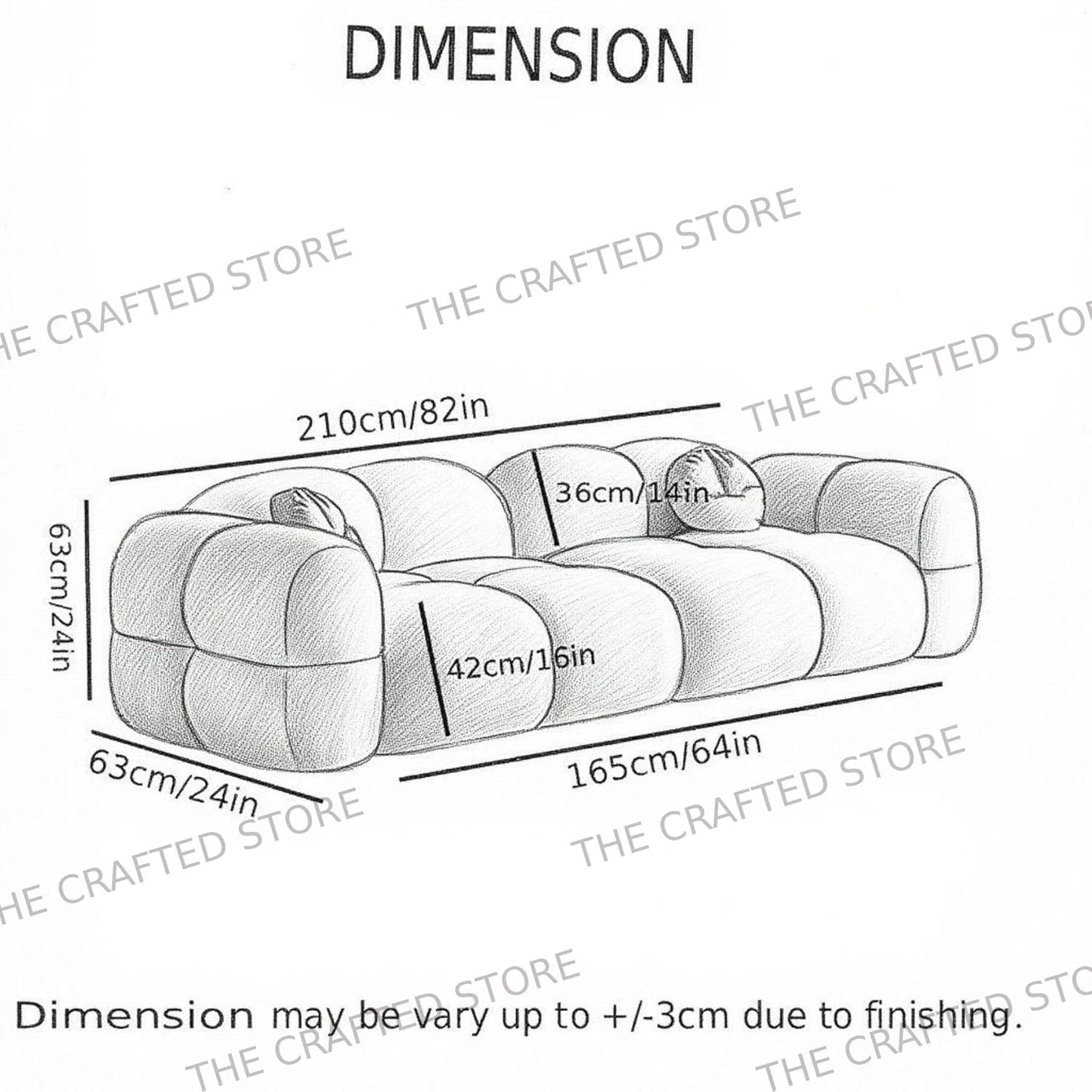 Modern Velvet Bubble Puff Cloud Sofa, Tufted Design Upholstered Sofa for Living Room, Bedroom,