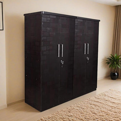 Modern Gold Touch Particle Wood  4 Door Almirah (Engineering Wood Wardrobe )