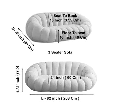 Cozy Pumpkin Style Wooden Sofa, Contemporary Modern & Cozy Accent Chair for Living Room (Beige, 1 Seater Chair with Ottoman