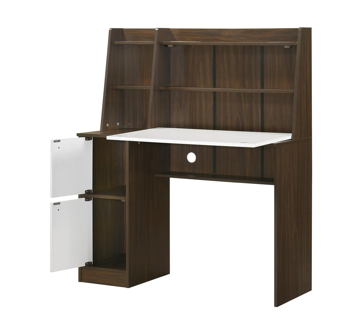 Aston Home Engineered Wood Study Table and Office Desk (Walnut & White, Matte Finish)