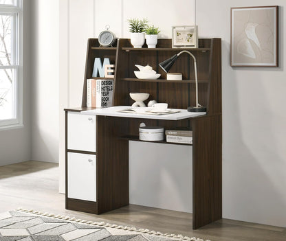 Aston Home Engineered Wood Study Table and Office Desk (Walnut & White, Matte Finish)