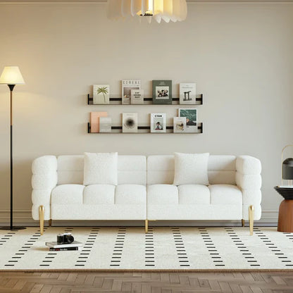 Boucle Fluted Sofa with Pillows