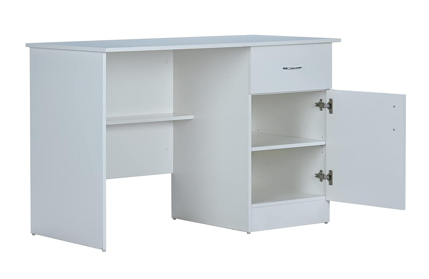 DeckUp Hermes Engineered Wood Study & Computer Table and Office Desk (White, Matte Finish)