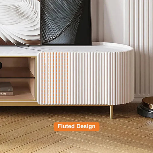 Fluted Tv Unit in PU Finish