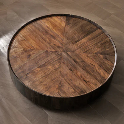 Modern Round Coffee Table With Walnut Veneer