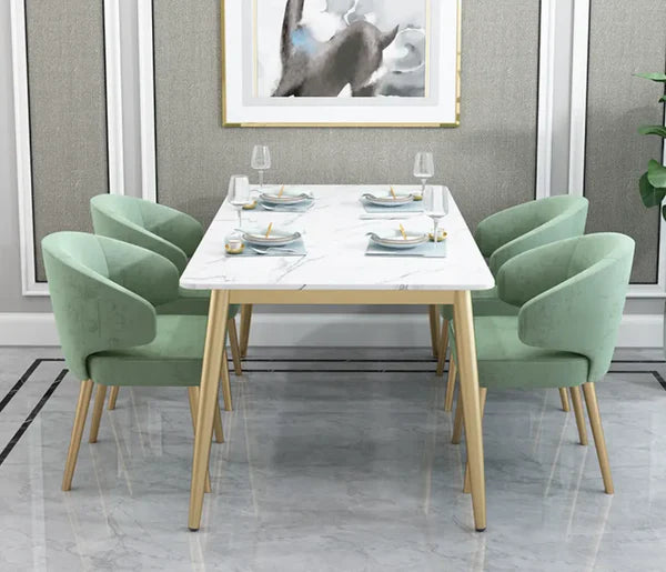 Nordic Metal With Marble Dining Set Six Seater And Four Seater